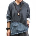 Damessweatshirt met denim inzetstuk 7