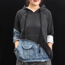 Damessweatshirt met denim inzetstuk 1