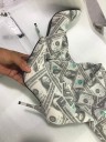 Damestøvler med overknæ og dollarprint 3