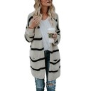 Damestrikket stribet cardigan A2273 2