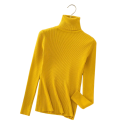 Damestrikket sweater med høj hals lavet af bomuld og polyester Enfarvet elegant sweater med lange ærmer Universel størrelse til efterår og vinter 13