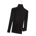 Damestrikket sweater med høj hals lavet af bomuld og polyester Enfarvet elegant sweater med lange ærmer Universel størrelse til efterår 2