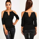 Dametop med off-shoulder, sort 3