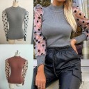 Dameturtleneck med gennemsigtige ærmer 2