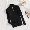 Dameturtleneck med knapper og lommer 5