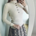 Dameturtleneck med knapper og lommer 3