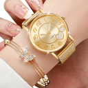 Dameur og smykkesæt med sommerfuglemotiv Guldfarvet armbånd Øreringe Kæde Ring Elegant smykkesæt Gave til kvinder 2