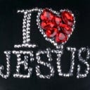 Damkeps dekorerad med stenar Texten I love Jesus med hjärta Stenar på skärmen Justerbart huvudomfång 56 till 60 cm Bomull och denim 13