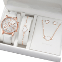 Damklocka och smyckesset Elegant halsband armband örhängen med hjärta Lyx present för kvinnor Presentförpackning 3