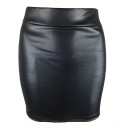 Damminikjol i glansigt PU-läder Hög midja Tight passform Sexig look Elegant kvällsoutfit Snygg kjol för fest och klubb 2