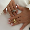 Damöppen kulring 1,7 cm Storlek 53–54 Oregelbundet design Kreativ justerbar ring Elegantisk modeaccessoar 8