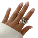 Damöppen kulring 1,7 cm Storlek 53–54 Oregelbundet design Kreativ justerbar ring Elegantisk modeaccessoar 2