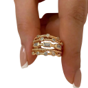 Damring Justerbar storlek Femradig lager ring med texturerade linjer Repdesign med strass rund och rektangulär slipning 3