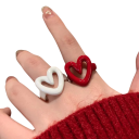 Damring justerbar storlek Öppen ring i form av hjärta Olje färg Elegant trendig söt smycke för vardagsbruk 2
