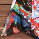 Dams asymmetrisk blus med färgglad blommönster Löst flytande snitt med ärmar i olika längder och knytning på sidan Polyester 5