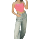 Dams corset crop topp Utan axelband O-ringning Enfärgad kort topp i polyester och spandex Formande snitt 3