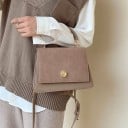 Dams crossbody väska med övre handtag För hand och över axeln Lock med runt spänne Mockaliknande utseende PU-läder 24 x 10 x 17 cm 8