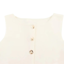Dams elegant beige väst med O-ringning Knäppning med knappar Enfärgad stilren väst i lätt polyester för vardagsbruk 4