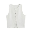 Dams elegant enfärgad väst med bröstfickor Rund halsringning Knäppning med knappar Lätt polyester material Flera färger 1