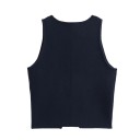 Dams elegant enfärgad väst med bröstfickor Rund halsringning Knäppning med knappar Lätt polyester material Flera färger 3