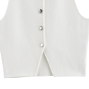 Dams elegant enfärgad väst med bröstfickor Rund halsringning Knäppning med knappar Lätt polyester material Flera färger 9