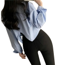 Dams elegant skjorta med lång ärm och krage Enfärgad blus i lätt polyester Stilfull knäppning med knappar för varje dag 5