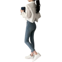 Dams elegant skjorta med lång ärm och krage Enfärgad blus i lätt polyester Stilfull knäppning med knappar för varje dag 8