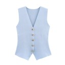 Dams elegant väst med knappar Enfärgad topp med V-urringning Stilig accessoar till blusar och t-shirts Olika färger Polyester 21