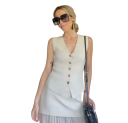 Dams elegant väst med knappar Enfärgad topp med V-urringning Stilig accessoar till blusar och t-shirts Olika färger Polyester 7