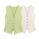 Dams elegant väst med knappar Enfärgad topp med V-urringning Stilig accessoar till blusar och t-shirts Olika färger Polyester 17