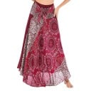 Dams lång boho kjol med mandala- och blommönster Flödande maxiskärning Midja med rosettbindning Konstsilke och polyester 4
