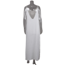 Dams lång nattklänning med V-ringning Elegant lös klänning med underkjol och slits Polyester Nylon Rayon Olika färger 6