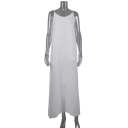 Dams lång nattklänning med V-ringning Elegant lös klänning med underkjol och slits Polyester Nylon Rayon Olika färger 8