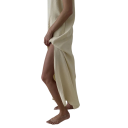 Dams lång nattklänning med V-ringning Elegant lös klänning med underkjol och slits Polyester Nylon Rayon Olika färger 12