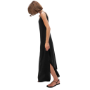 Dams lång nattklänning med V-ringning Elegant lös klänning med underkjol och slits Polyester Nylon Rayon Olika färger 14