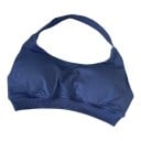 Dams sport-bh med halterneck och rund halsringning samt bred ribbad nederkant i kort modell för yoga och fitness 30