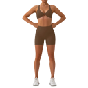 Damsats med shorts och sportbehå, enfärgad, spandex, nylon 8