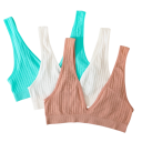 Damsk bh utan knäppning med ribbat mönster elastan nylon elastiskt material för bekväm användning och lätt stöd 12
