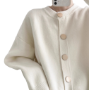 Damsk cardigan i bomull och akryl med långa ärmar och knäppning med knappar Enfärgad tröja i universell storlek Elegant dammode 9