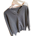 Damsk cardigan i polyester med V-ringning Enfärgad elegant tröja med knappar och lång ärm Universell storlek 3