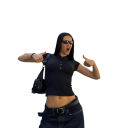 Damsk crop top svart utförande V-ringning med krage och knappar polyester kort topp modern stil 2