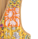 Damsk gulorange väst med mönster och V-ringning Lätt väst med snörning i midjan Stilig polyester väst för sommar- och höstoutfit 3