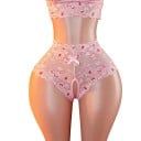 Damsk lace set of underwear open bra with cutouts and bows and transparent panties with open crotch 6