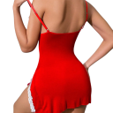 Damsk nattlinne med spets och slits Elegant enfärgad klänning med V-ringning Nylon Spandex Elastisk nattmode Olika färger 4