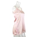 Damsk nattlinne med spets och slits Elegant enfärgad nattlinne med V-ringning Lätt polyester Fin nattmode Olika färger 13