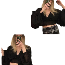 Damsk polopr transparent blus Universell storlek V-ringning Lång ärm Rynkning Gummiband i midjan Elegant 4