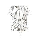 Damsk pruhovan blus med V-ringning och knytning i midjan Elegant lätt blus för vardagsbruk 9