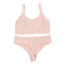 Damsk ribbat set med underkläder bralette-bh utan byglar med elastisk nederkant och tanga med bred midja 11