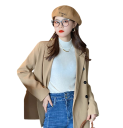 Damsk rullekrave sweater i polyester og bomuld Enfarvet strikket sweater med lange ærmer Elegant top i universel størrelse til vinteren 7