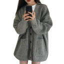 Damsk silkig cardigan med långa ärmar och knäppning med knappar Enfärgad elegant tröja i universell storlek för vardagsbruk 6